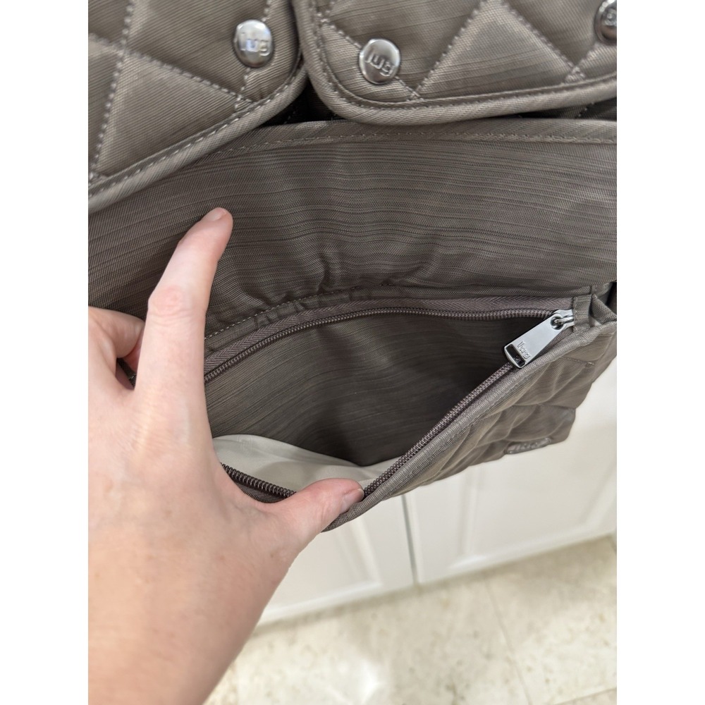 Lug Charleston Destination Gray Grey Quilted Nylon Travel Tote Crossbody Bag - Picture 4 of 16